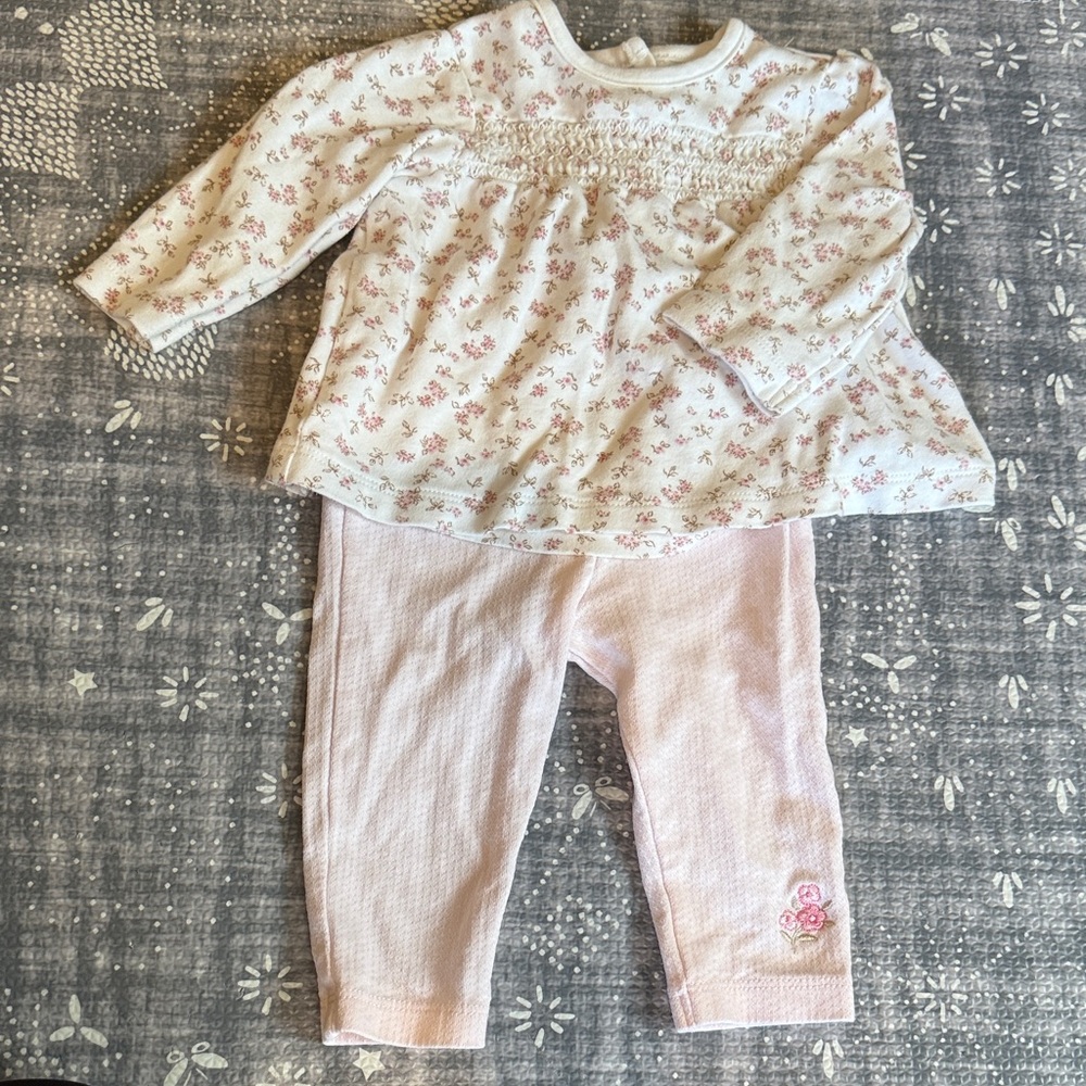 Floral Print Kids Set - Pink and White Little Me size 9M